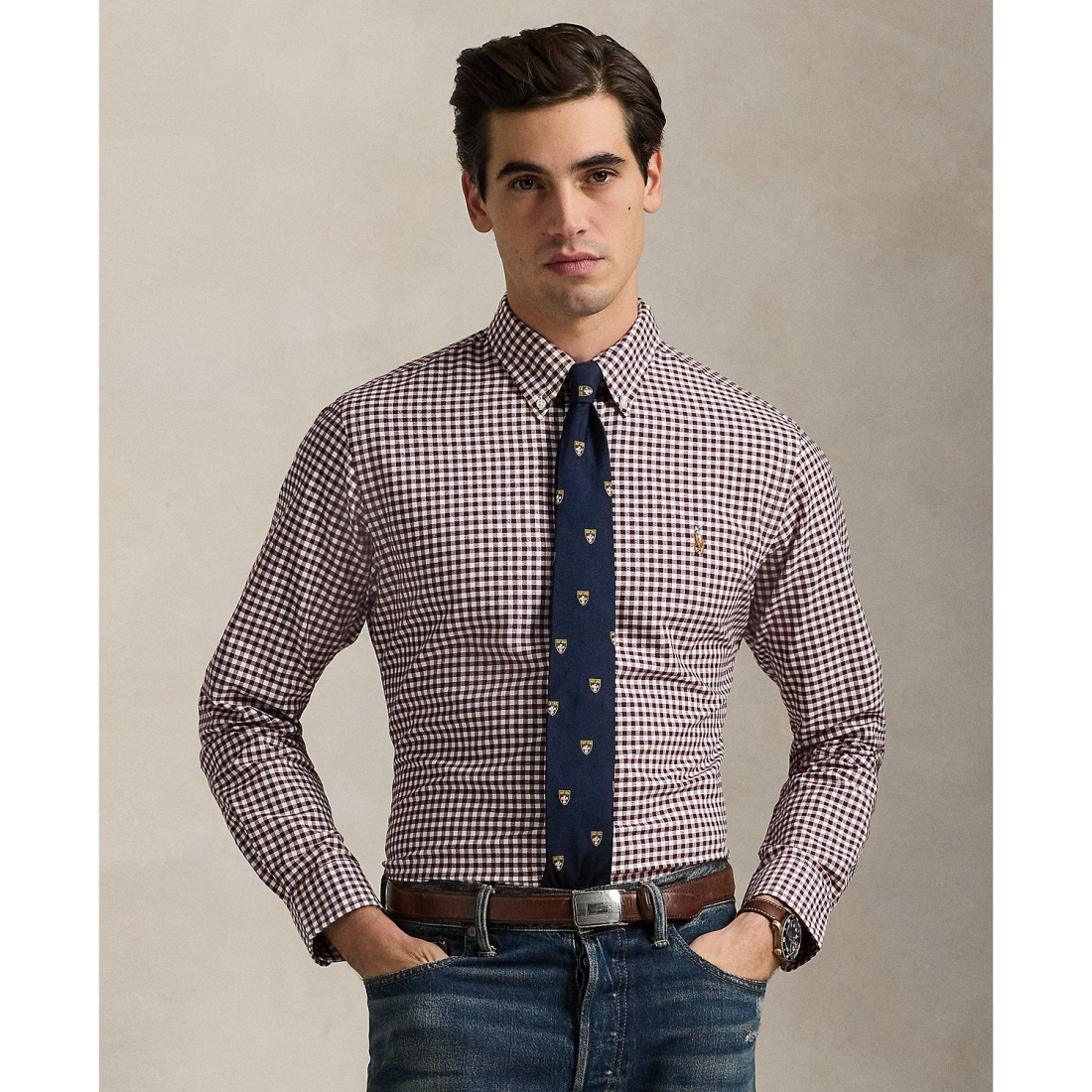 'Custom-Fit Gingham Oxford Shirt' pour Hommes