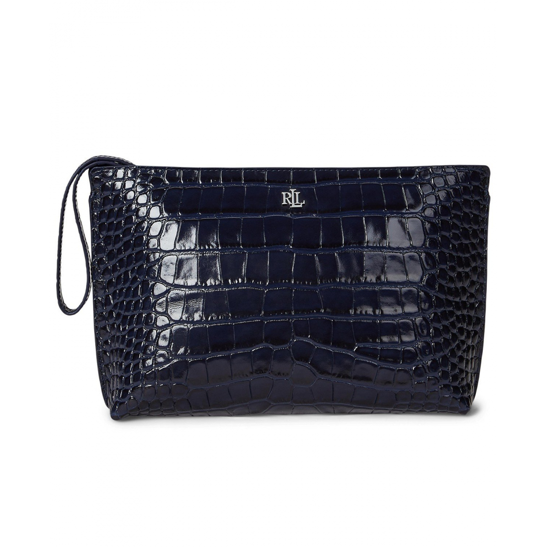 Women's 'Crocodile-Embossed Leather Zipper Pouch'