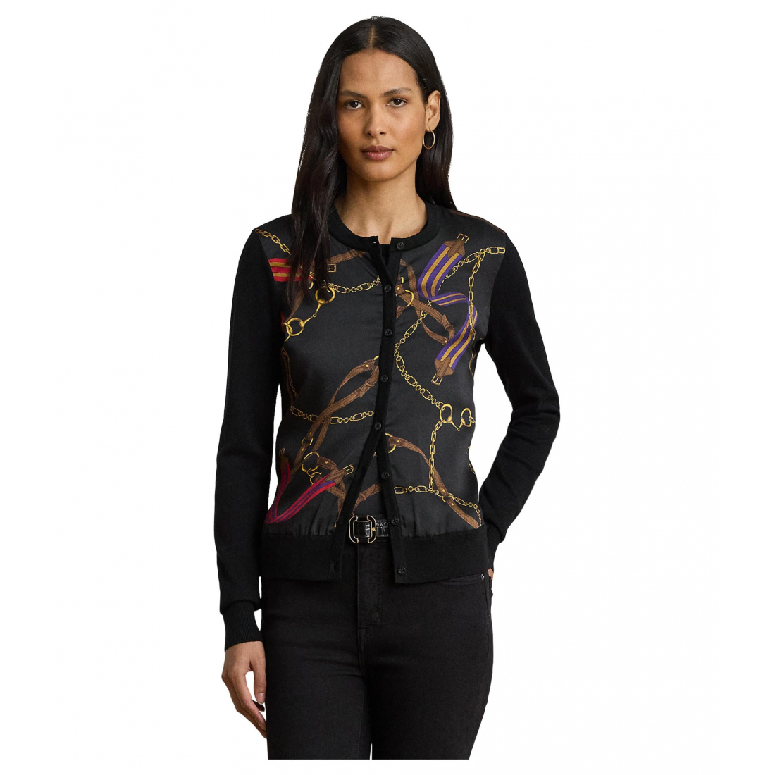 Women's 'Belting-Print Cotton-Blend Cardigan'