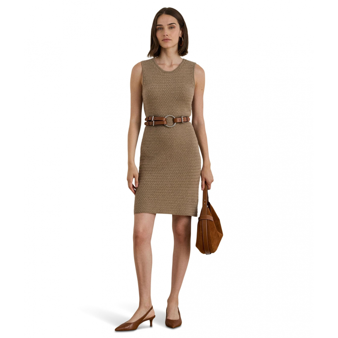 'Basket-Weave Sleeveless Sweater Dress' pour Femmes