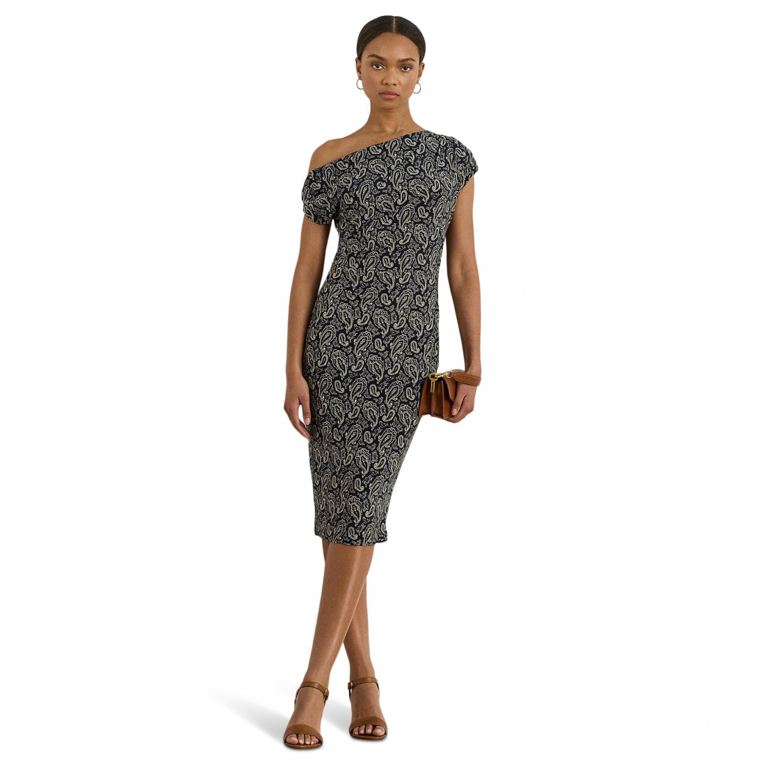 'Paisley Jersey Off-The-Shoulder Dress' pour Femmes