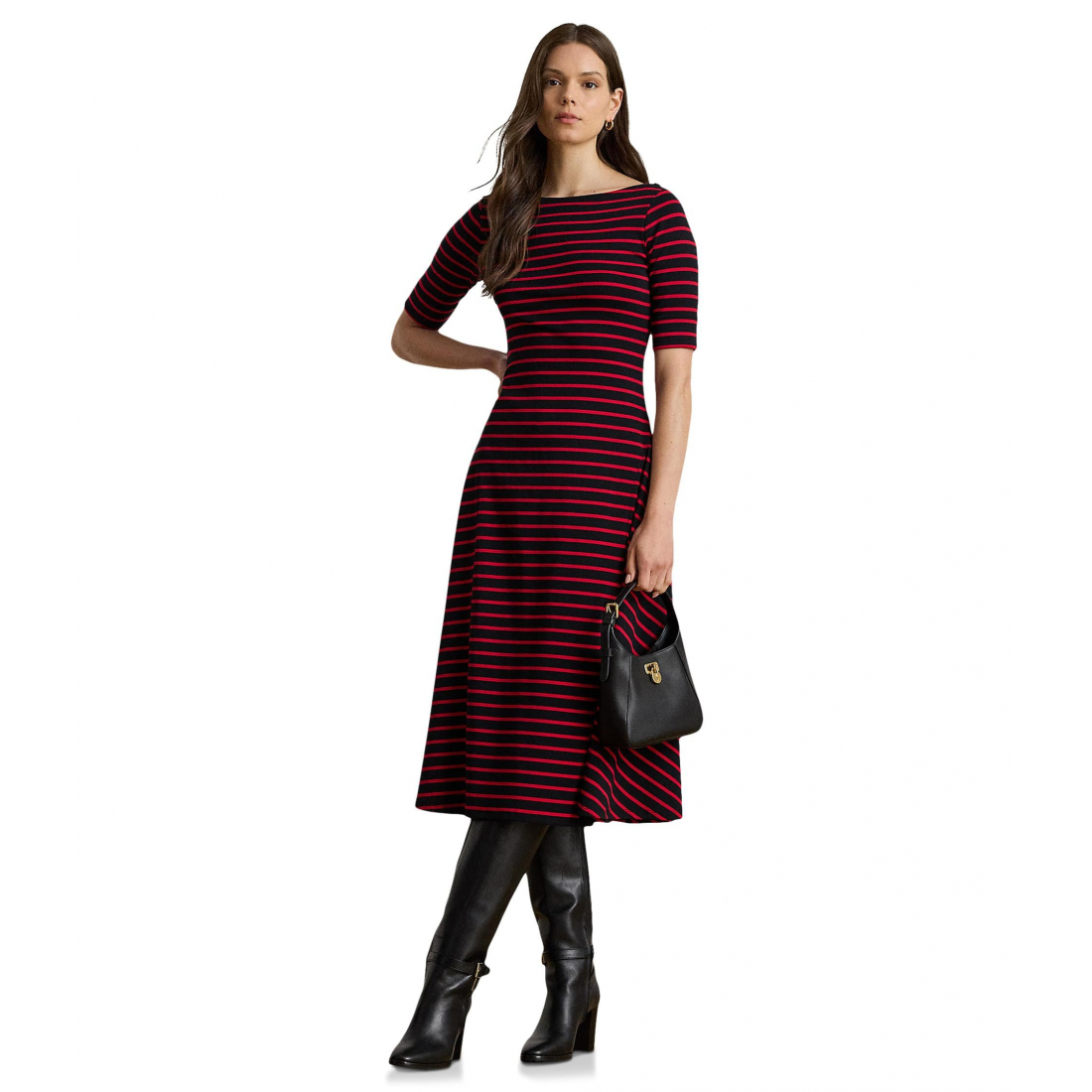 Women's 'Striped Stretch Cotton Midi Dress'