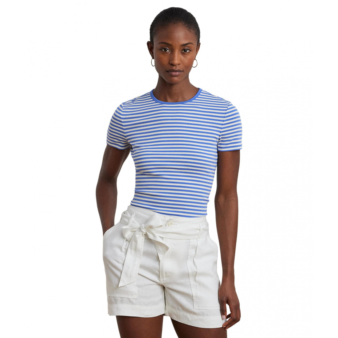 Women's 'Striped Stretch Cotton Crew Neck Tee'