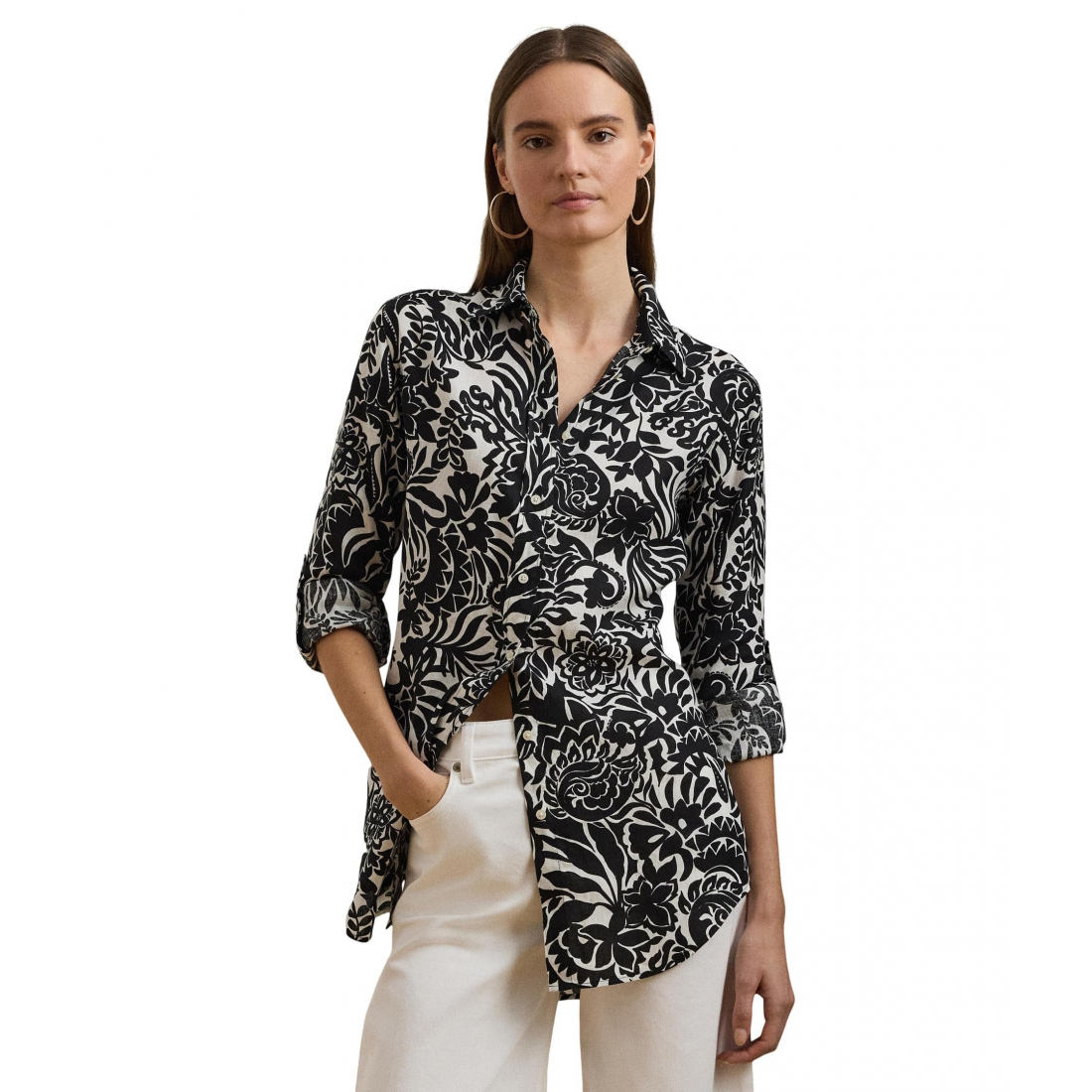Women's 'Relaxed Fit Floral Linen Shirt'