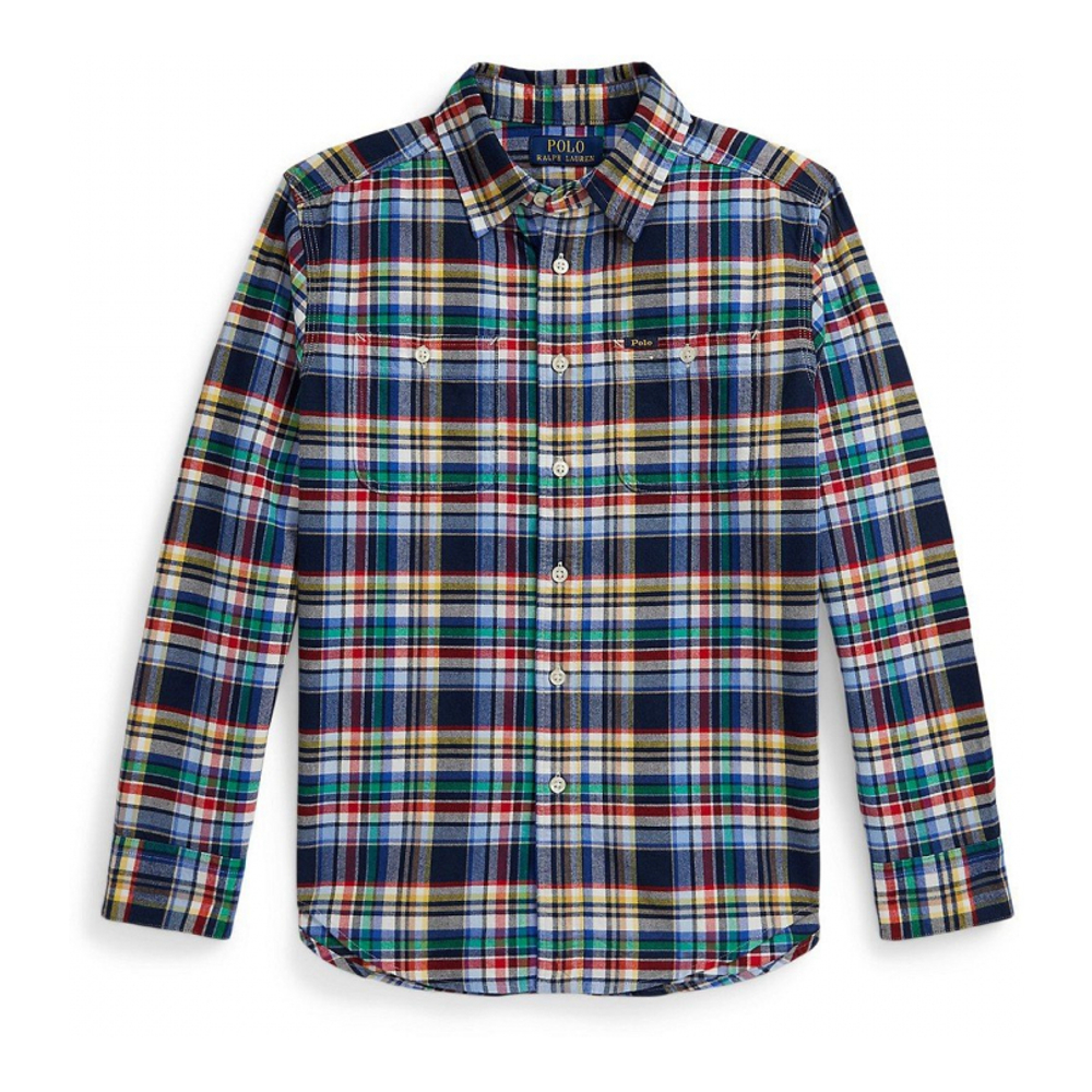 'Plaid Brushed Cotton Oxford Shirt' für Jungen