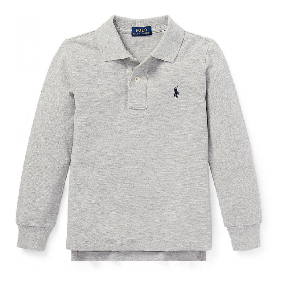 'Cotton Mesh Long Sleeve Polo Shirt' pour Garçons
