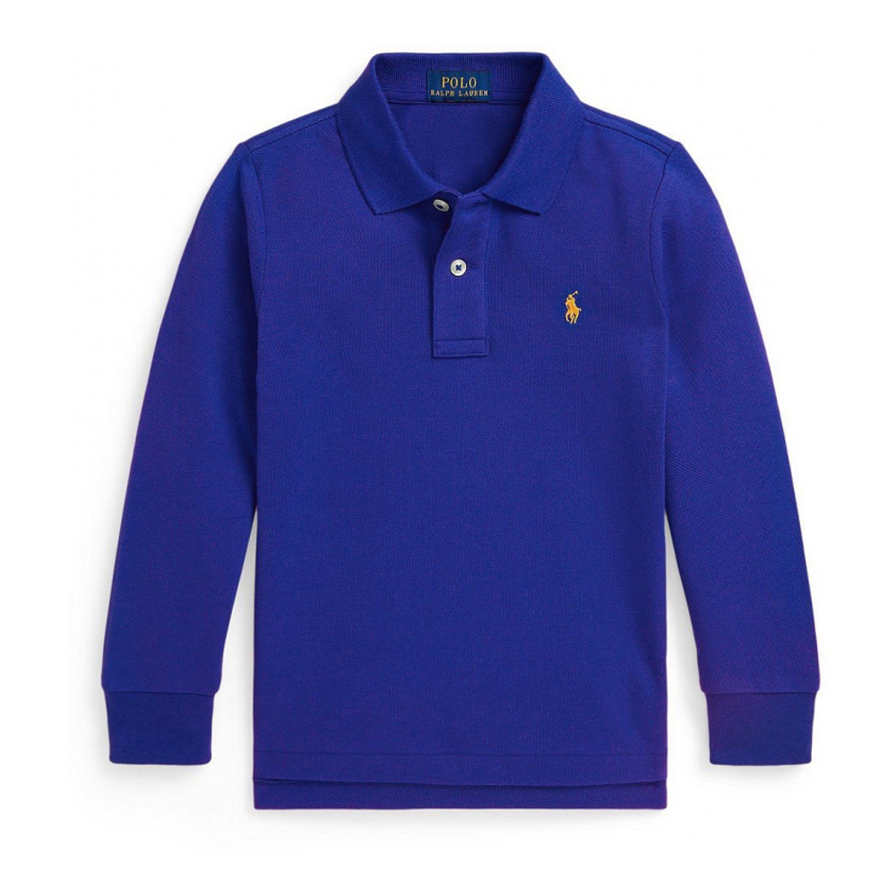 'Cotton Mesh Long Sleeve Polo Shirt' pour Garçons