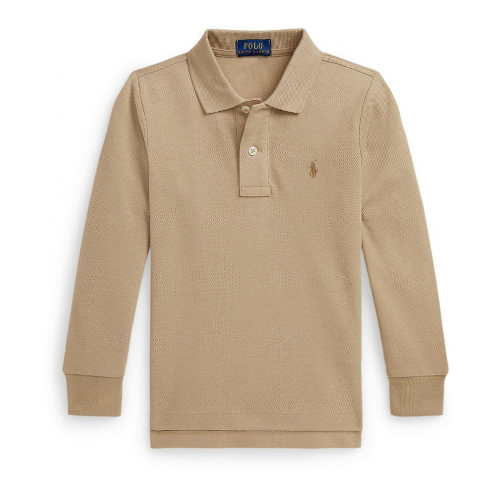 'Cotton Mesh Long Sleeve Polo Shirt' pour Garçons