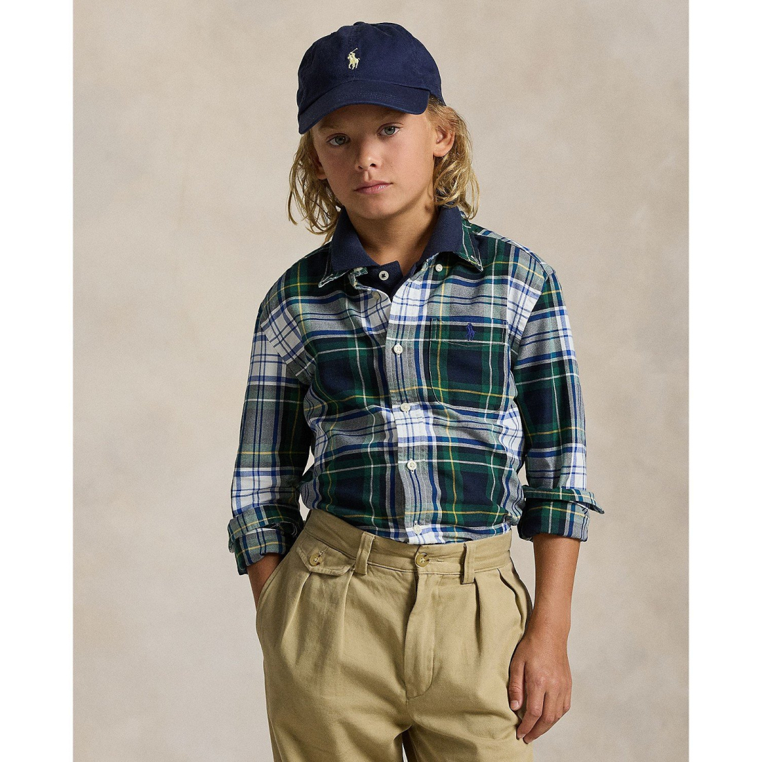 'Plaid Long Sleeve Oxford Shirt' für Jungen