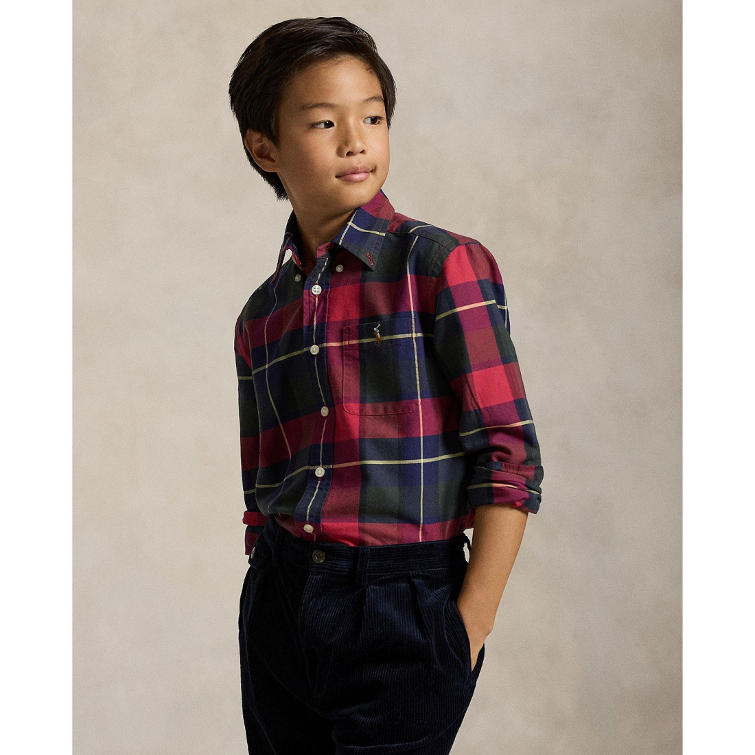 Boy's 'Plaid Cotton Oxford Shirt'