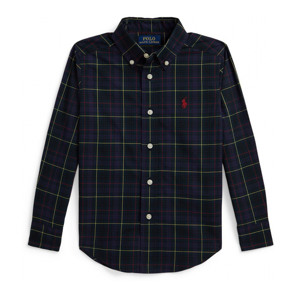 'Plaid Cotton Poplin Shirt' pour Garçons