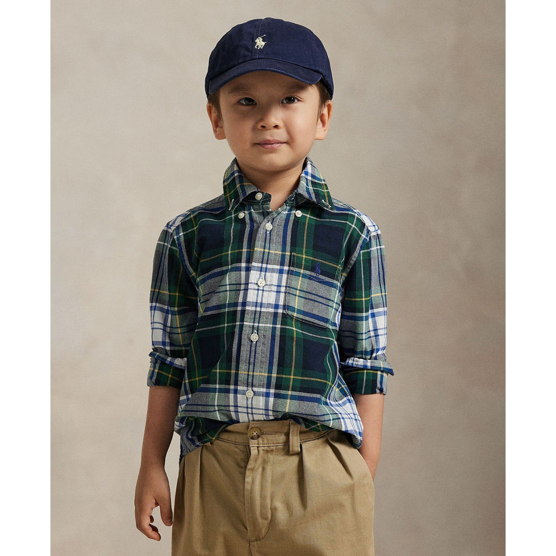 'Plaid Cotton Oxford Shirt' für Jungen