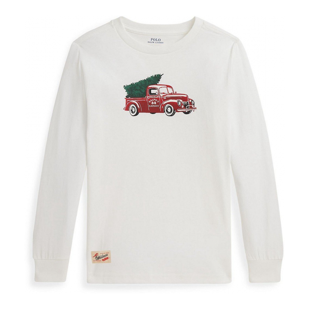 'Truck-Print Cotton Long-Sleeve T-Shirt' pour Garçons