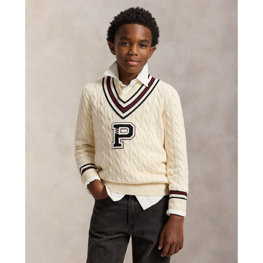 'Stripe Detail Cricket Sweater' pour Garçons