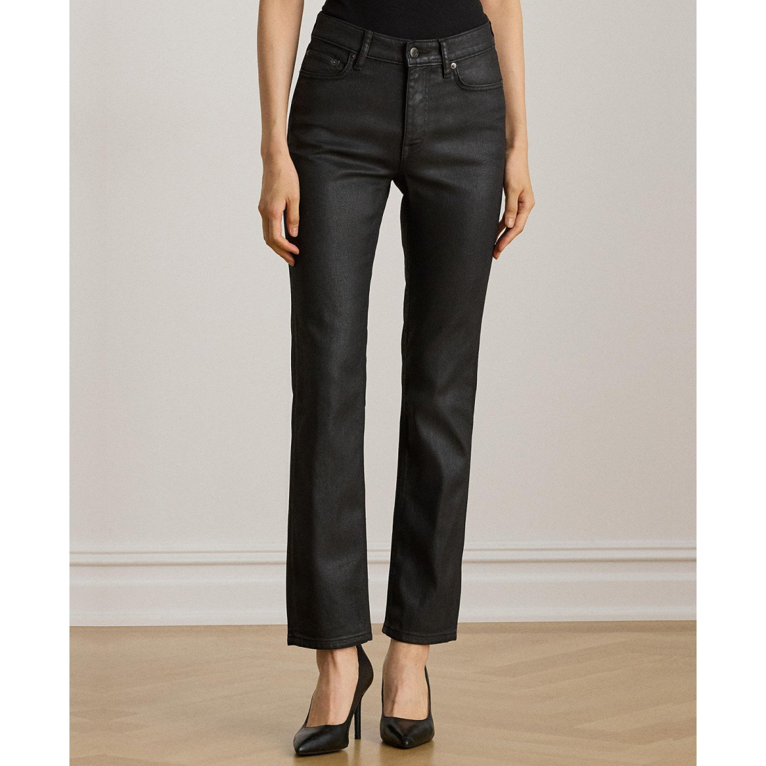 'Coated Straight Ankle Jeans' pour Femmes