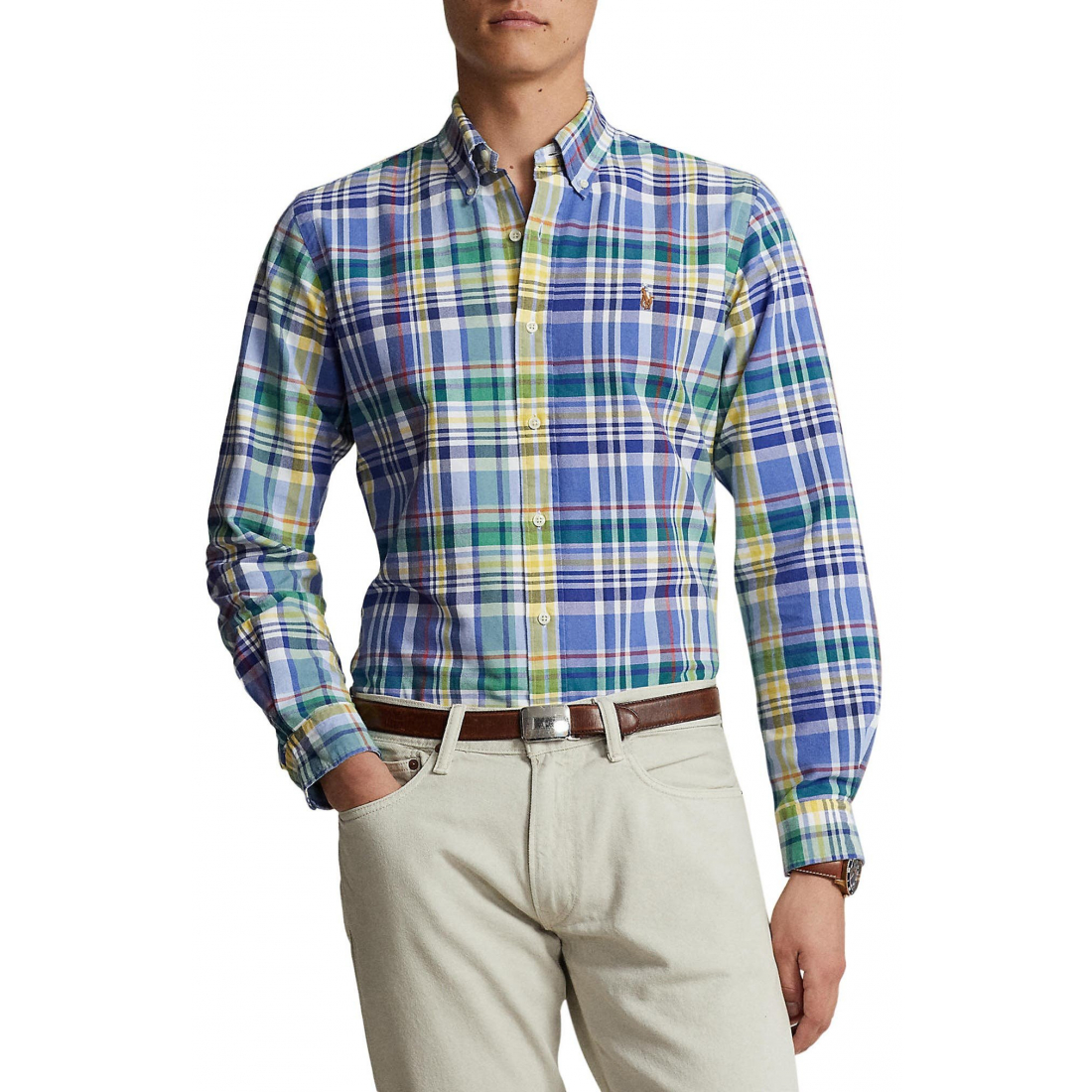 'Plaid Button-Down Oxford Shirt' pour Hommes