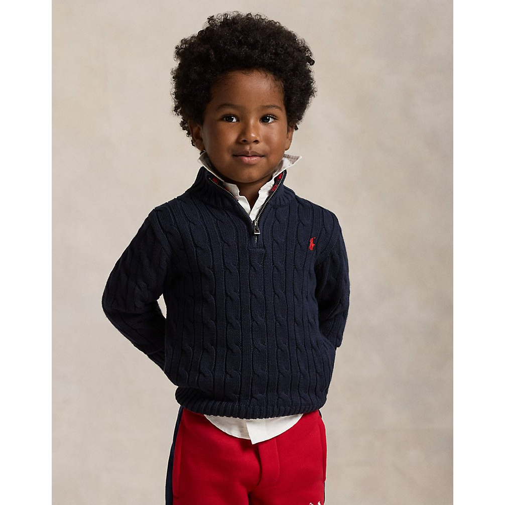 'Cable-Knit Cotton Quarter-Zip Sweater' für Jungen