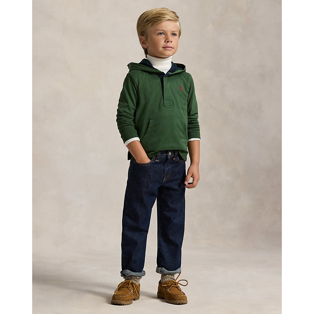 'Plaid-Trim Hooded Rugby Shirt' für Jungen