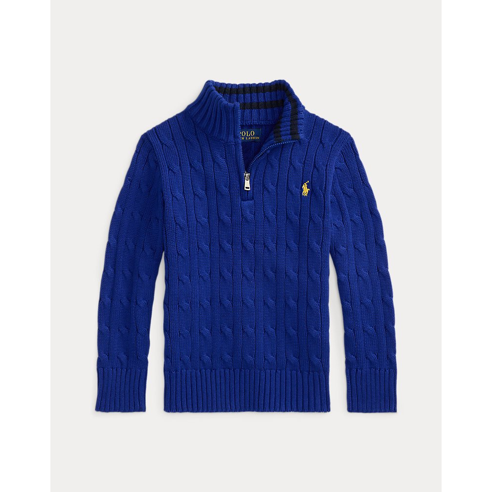 'Cable-Knit Cotton Quarter-Zip Sweater' pour Garçons