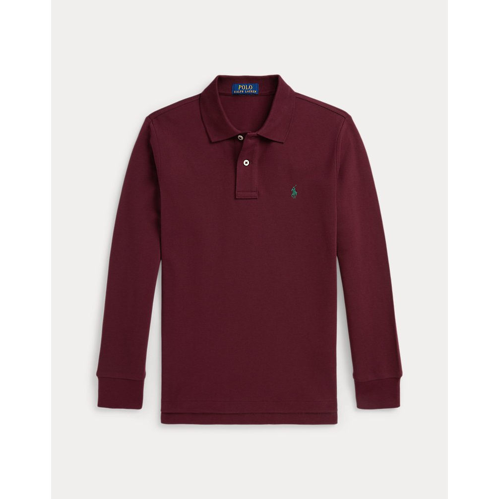 'Cotton Mesh Long-Sleeve Polo Shirt' für Jungen