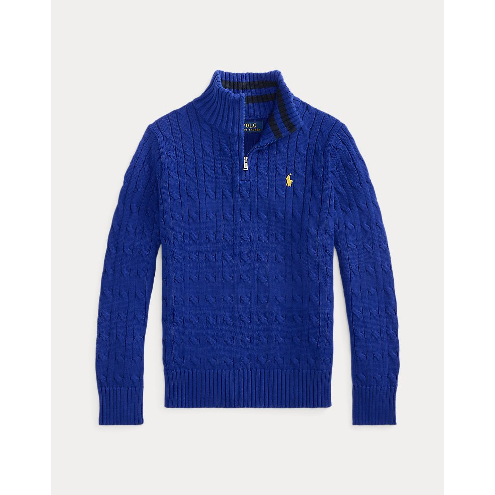 'Cable-Knit Cotton Quarter-Zip Sweater' pour Garçons