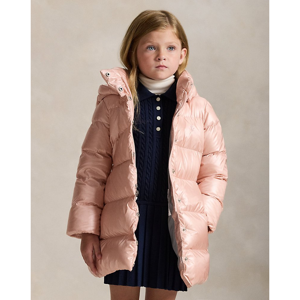 'Metallic Down Hooded Long Jacket' pour Filles