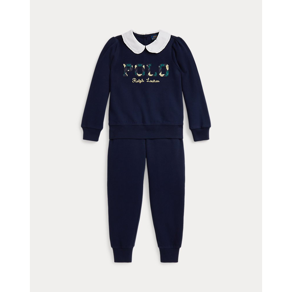 Girl's 'Argyle-Logo Fleece Sweatshirt & Pant Set'