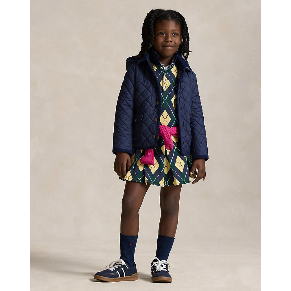 Girl's 'Argyle Stretch Mesh Polo Dress'