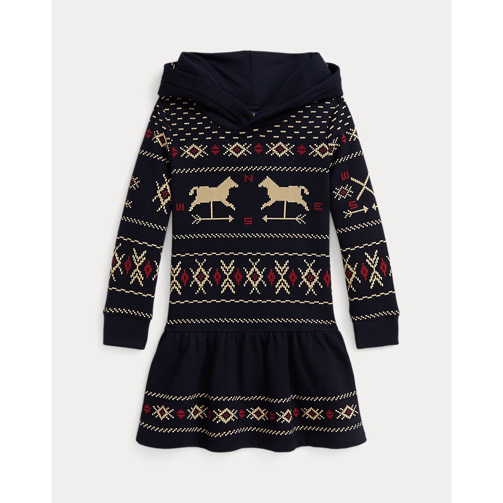 Girl's 'Patterned Fleece Hooded Dress'