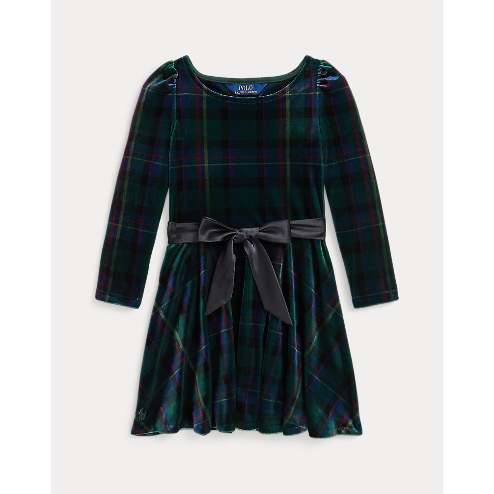 'Plaid Velour Dress' pour Filles