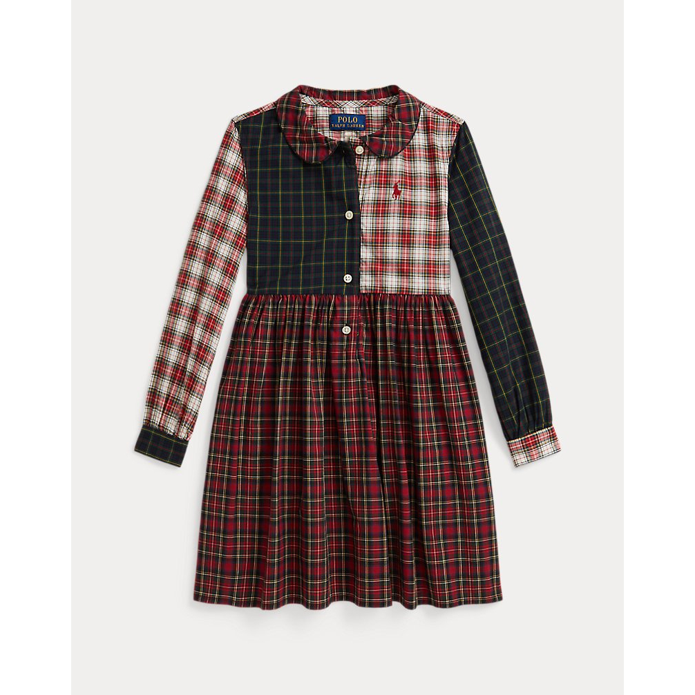 'Plaid Cotton Poplin Shirtdress' pour Filles