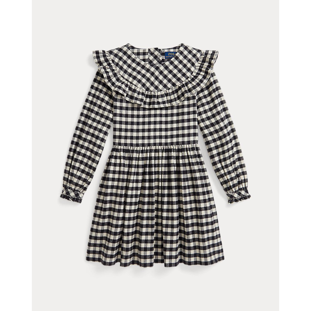'Buffalo Check Ruffled Cotton Twill Dress' pour Filles