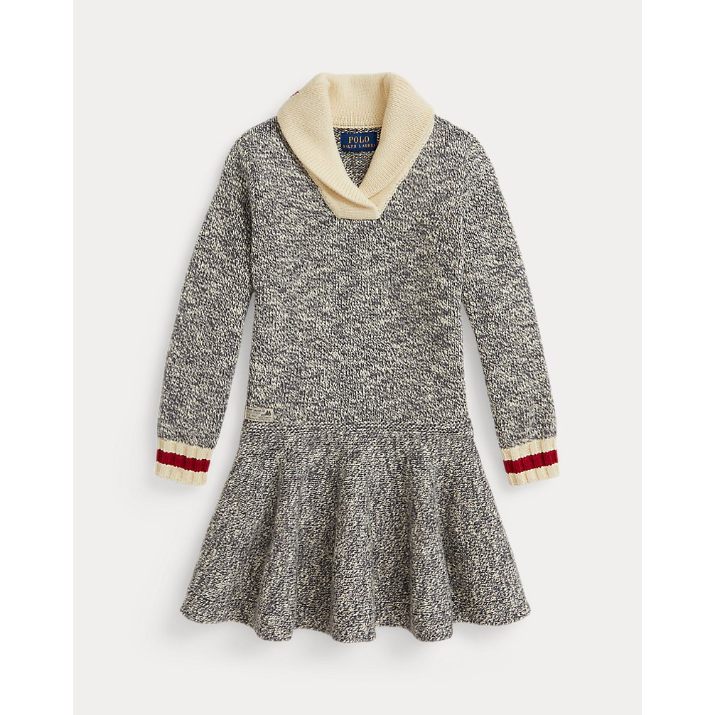 'Shawl-Collar Cotton Sweater Dress' pour Filles