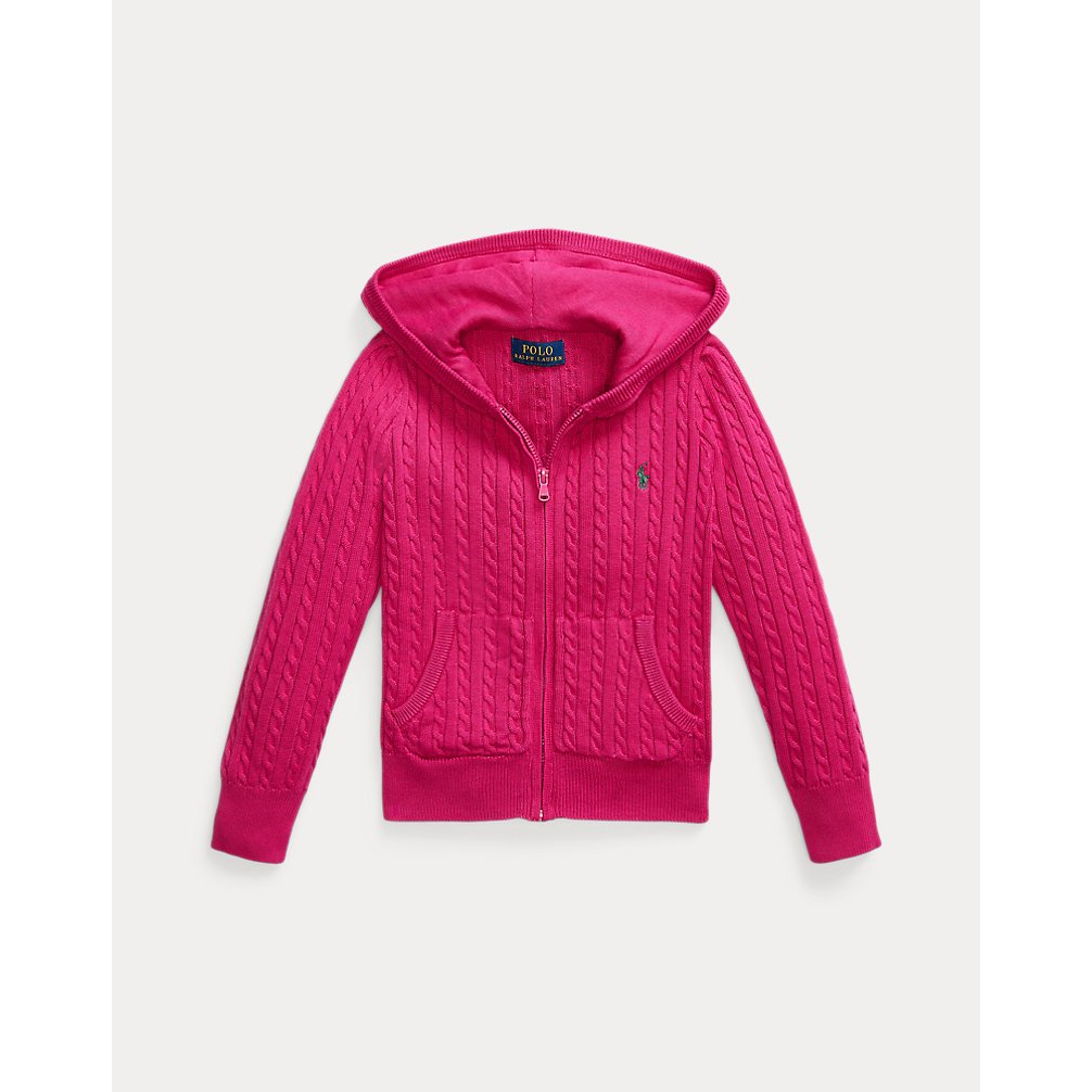 Girl's 'Mini-Cable Cotton Full-Zip Hoodie'