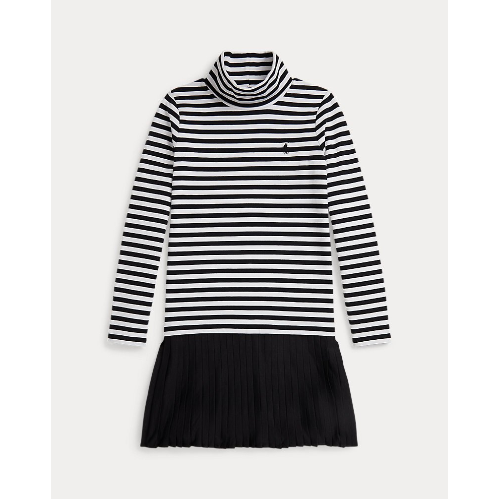 'Striped Stretch Jersey Turtleneck Dress' pour Filles