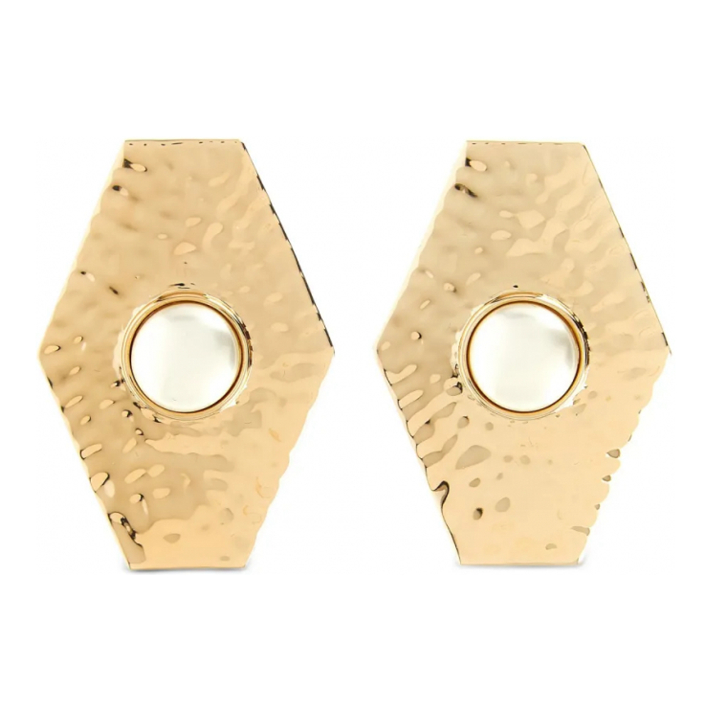 Women's 'Large Hammered Pearl Geometric' Earrings