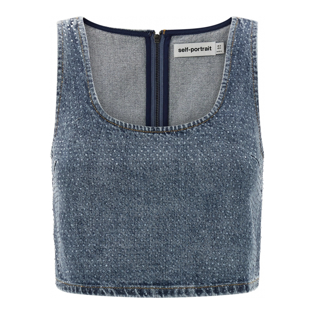 Women's 'Rhinestone Denim' Crop Top