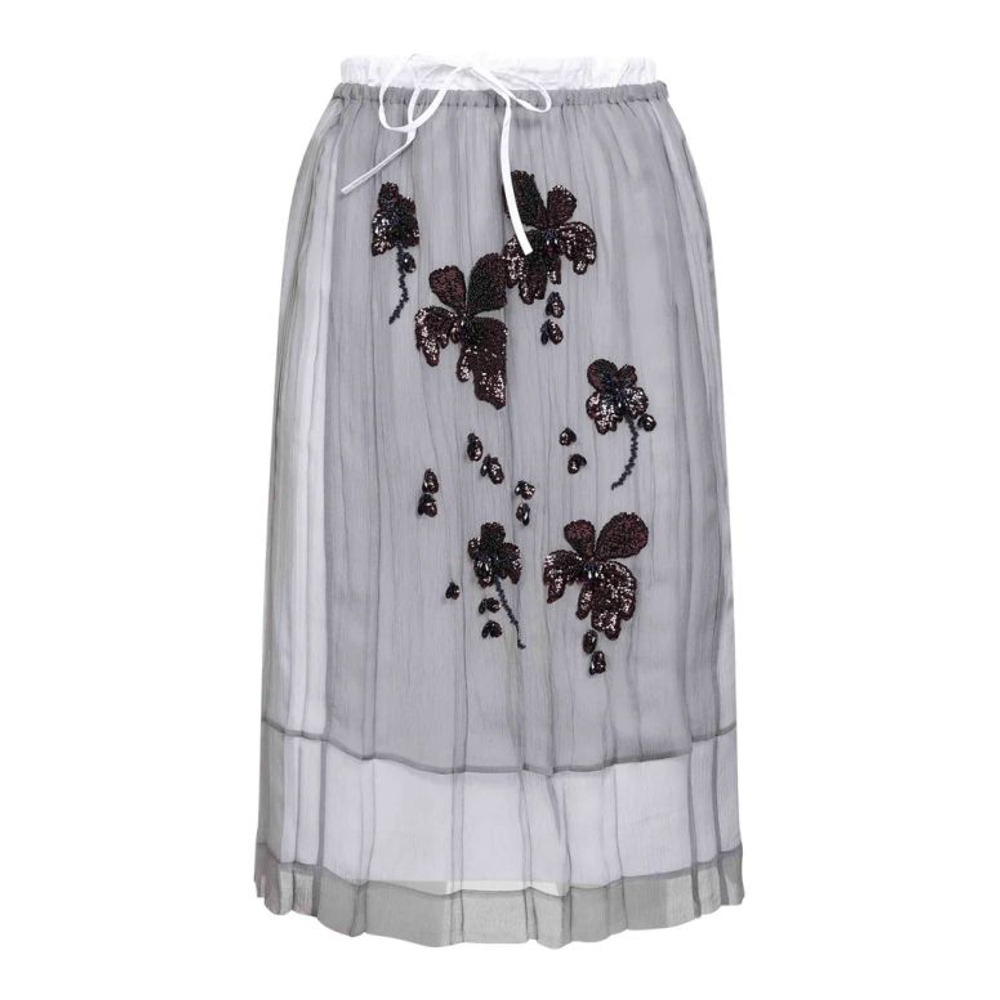 'Embroidered' Midi Rock für Damen