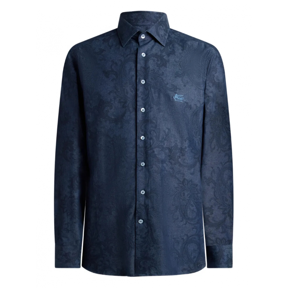 Men's 'Leafy Paisley-Motif' Denim Shirt