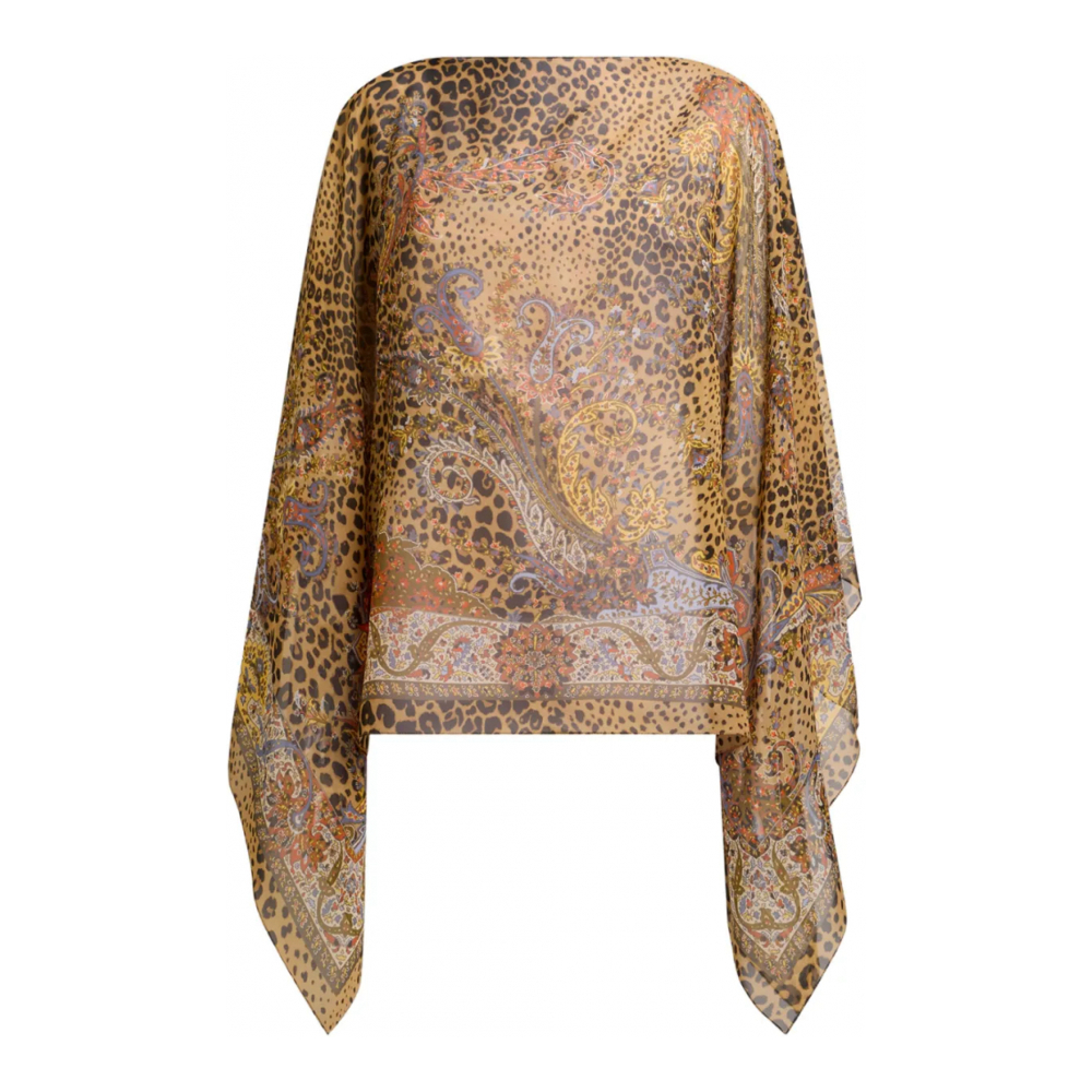 Women's 'Paisley-Motif Animal-Print' Poncho