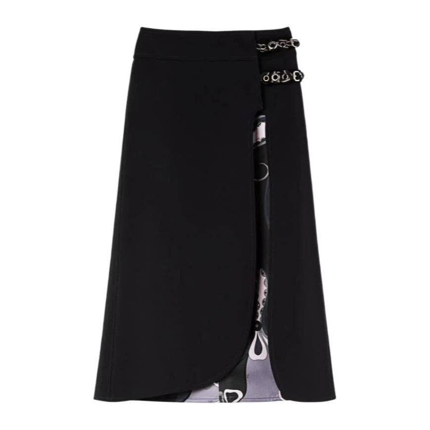 Women's 'Slit Internal-Print' Midi Skirt