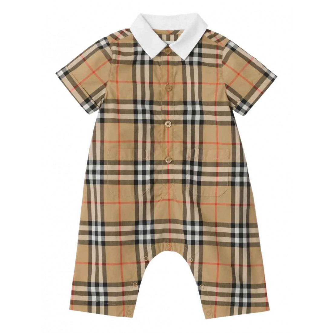 'Check-Pattern Pocket' Strampler für Baby