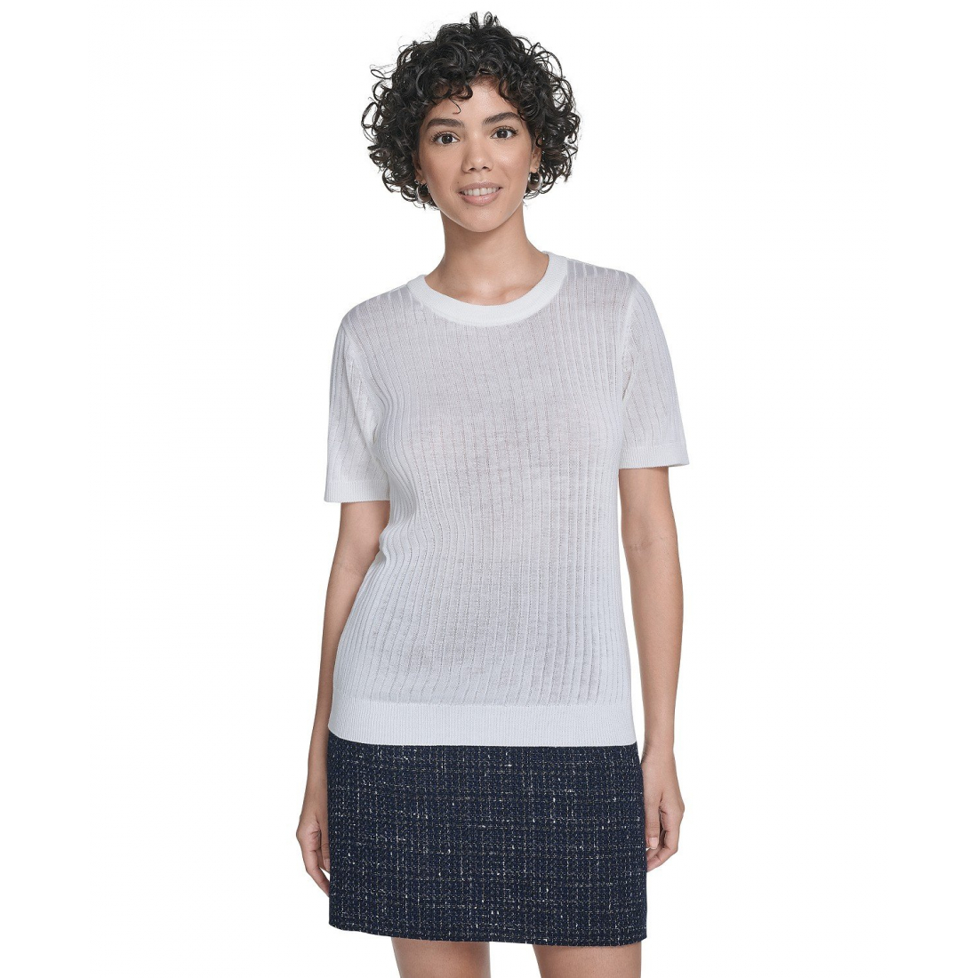 Women's 'Ribbed' Short-Sleeve Sweater