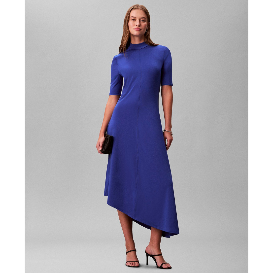 'Asymmetric Drape Sleeve' Midi Kleid für Damen