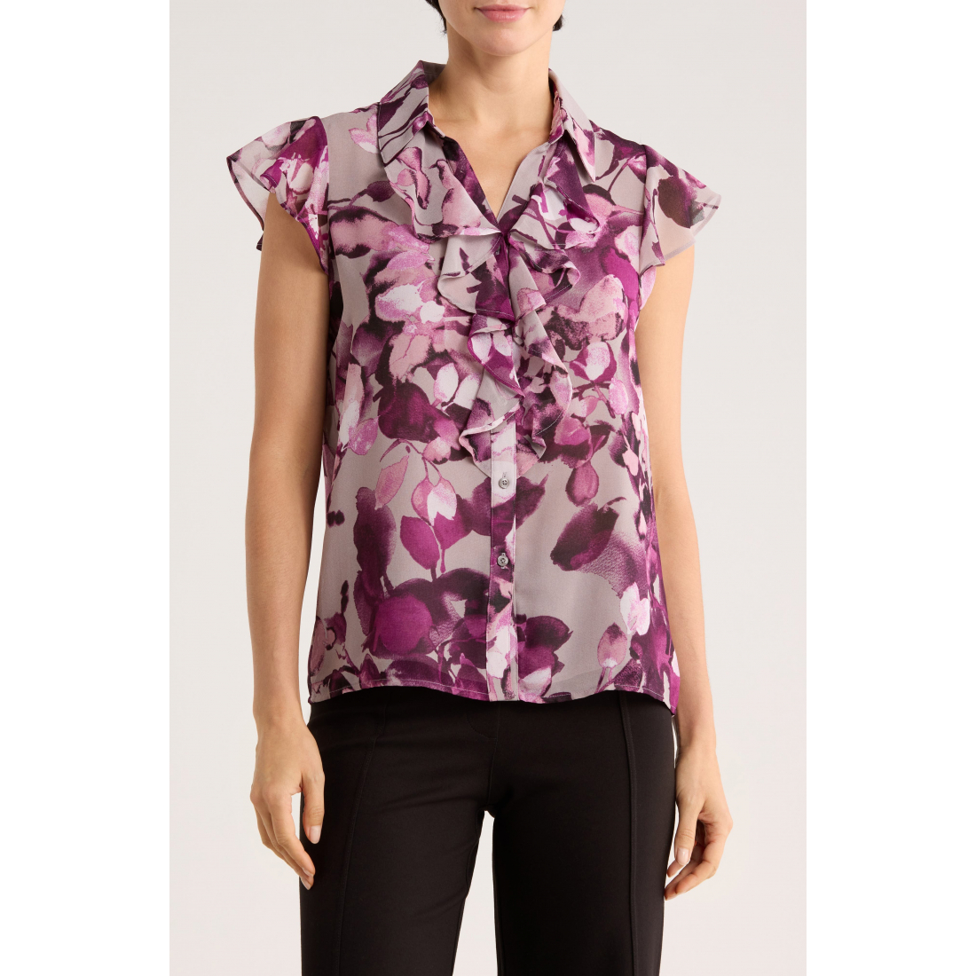 Women's 'Ruffle Front Cap Sleeve' Sleeveless Top