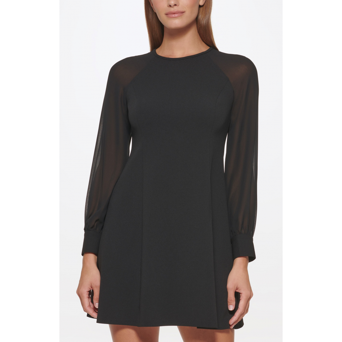 Women's 'Sheer Long Sleeve' A-line Dress