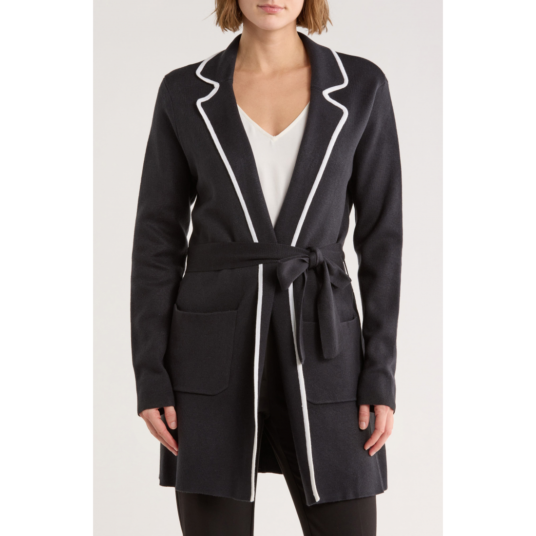 Women's 'Piped Tie Waist' Cardigan