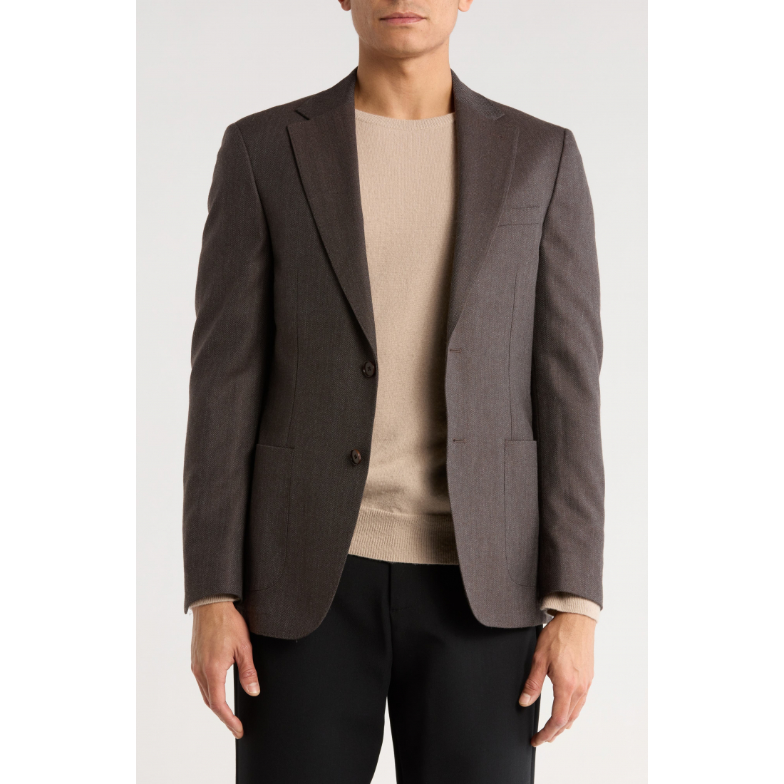 'Herringbone Two-Button' Klassischer Blazer für Herren