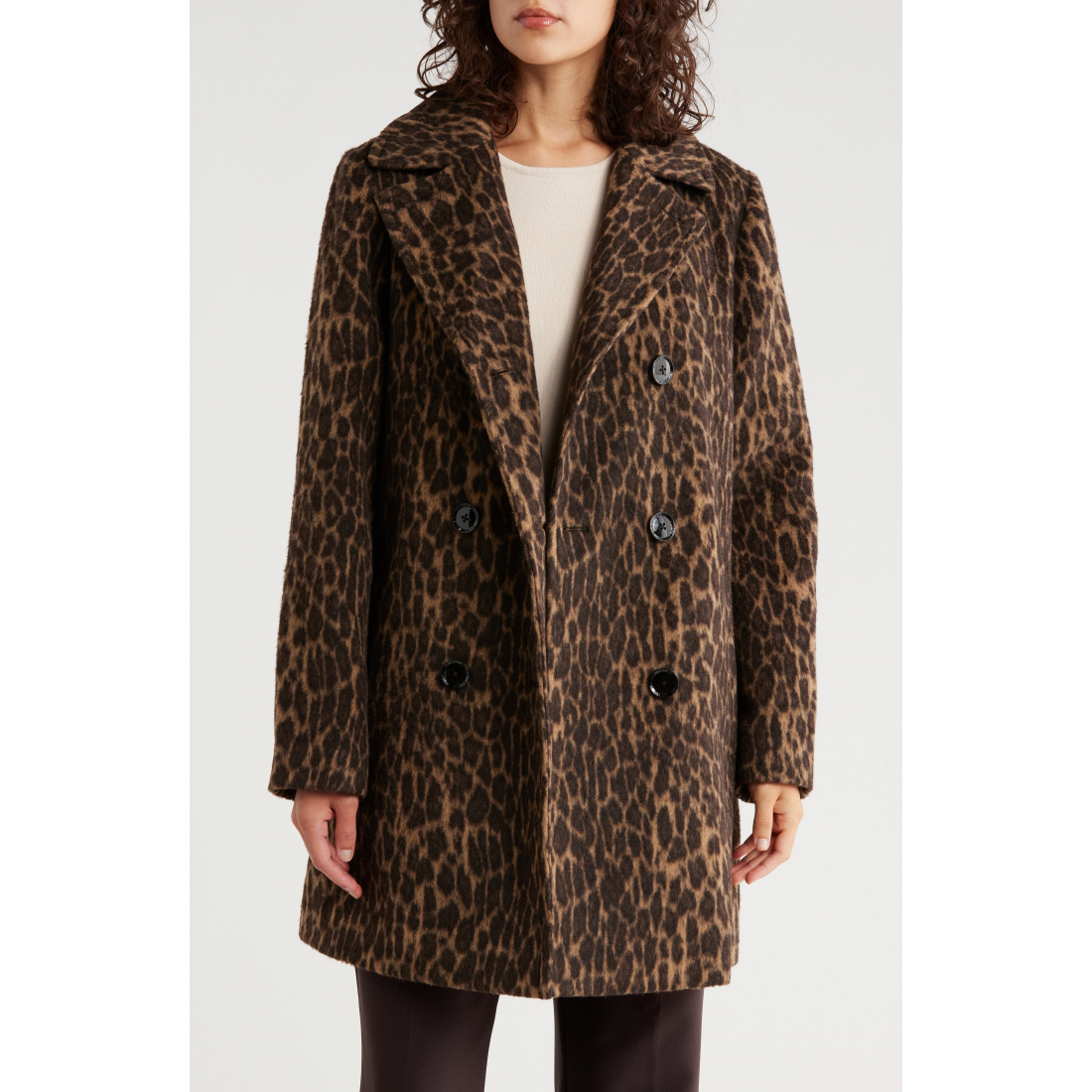 'Missy Leopard Double Breasted' Mantel für Damen