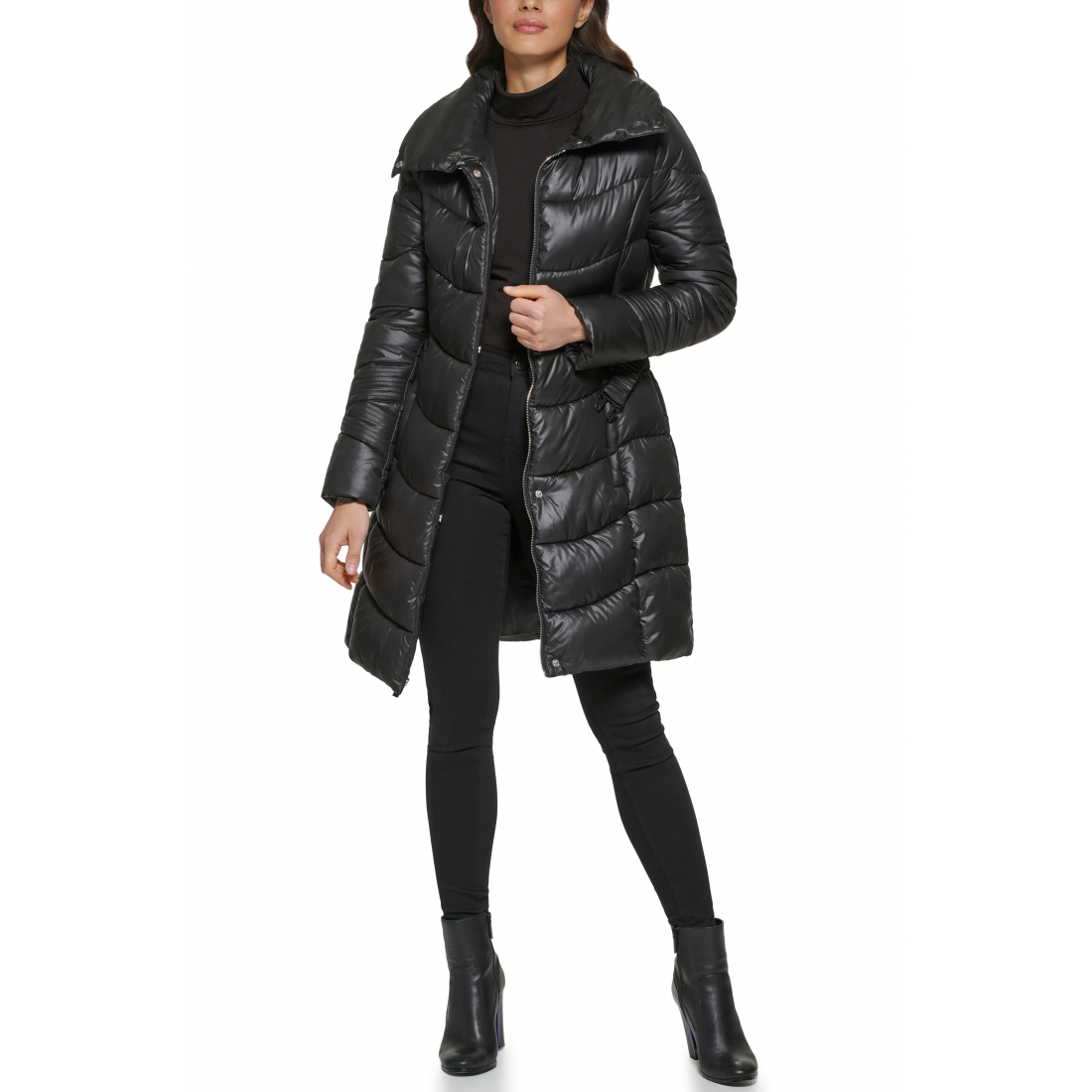 Veste matelassée 'Cire Belted Funnel Neck' pour Femmes